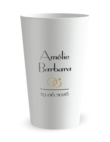 Gobelet blanc - prénom et date - mariage grandes lettres - Ecocup
