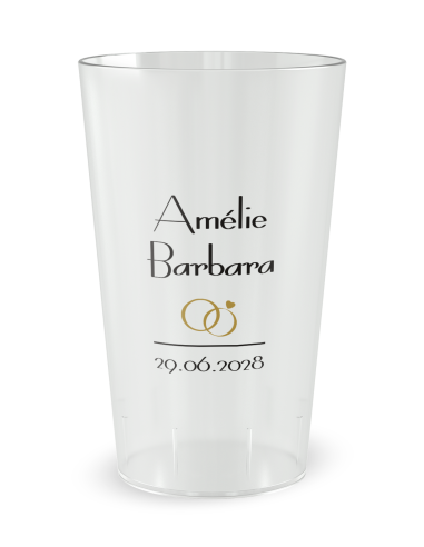 Gobelet transparent - prénom et date - mariage grandes lettres - Ecocup
