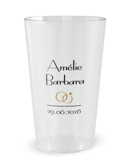 Gobelet transparent - prénom et date - mariage grandes lettres - Ecocup