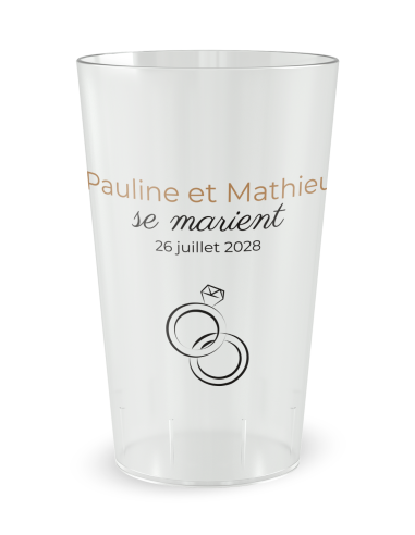 Gobelet transparent de face - mariage alliances - Ecocup