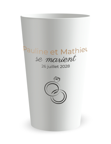 Gobelet blanc de face - mariage alliances - Ecocup