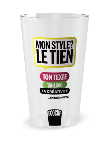 Gobelet transparent de face - Personnalisé par vos soins - Ecocup