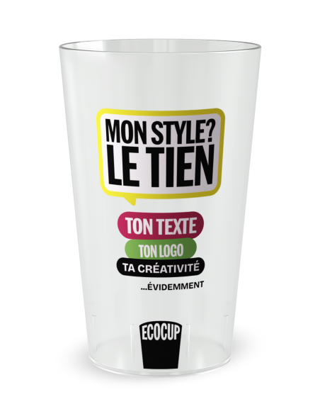 Gobelet transparent de face - Personnalisé par vos soins - Ecocup
