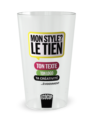 Gobelet transparent de face - Personnalisé par vos soins - Ecocup