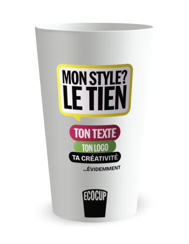 Witte beker met maatverdeling - Zelf te personaliseren beker - Ecocup