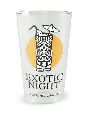 Gobelet transparent de face - Soirée Cocktail Exotique - Ecocup