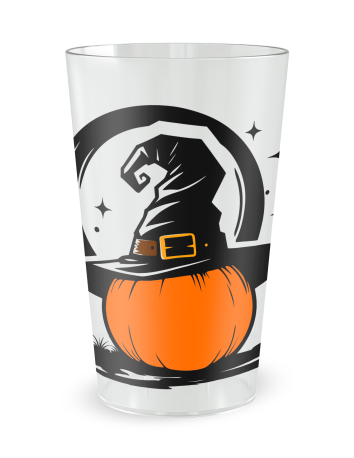 Gobelet transparent de face - dessin d'Halloween avec citrouille à personnaliser - Ecocup