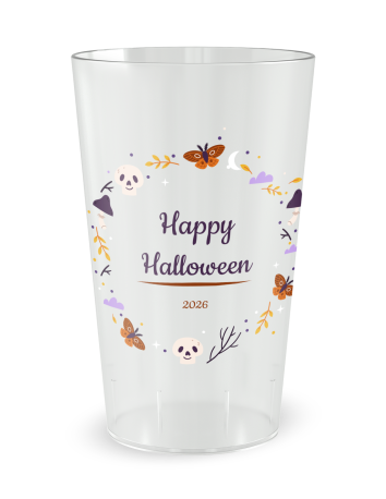 Gobelet transparent de face - Gobelet personnalisé Halloween couronne - Ecocup