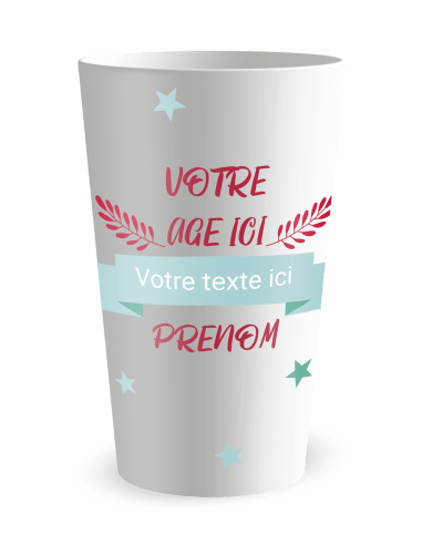 Gobelet blanc de face - Anniversaire âge géant - Ecocup
