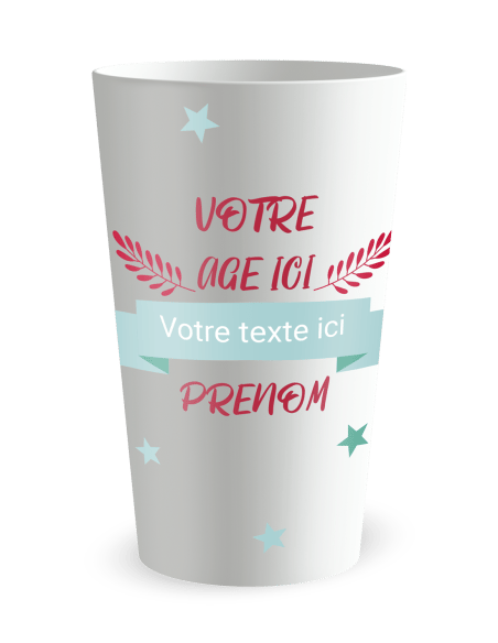 Gobelet blanc de face - Anniversaire âge géant - Ecocup