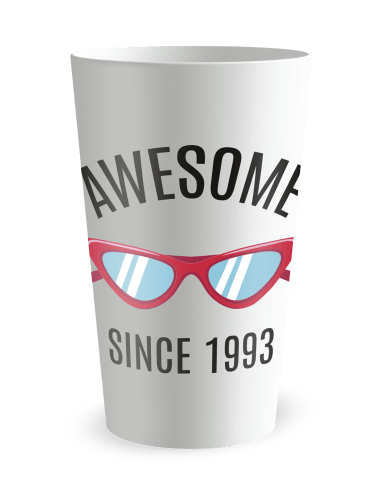 Gobelet blanc de face - anniversaire awesome since - Ecocup