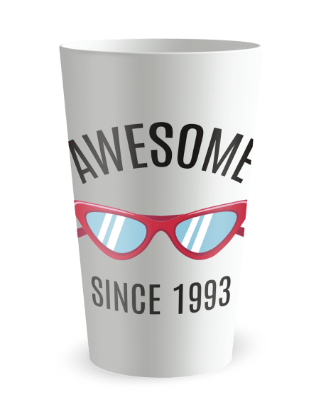 Gobelet blanc de face - anniversaire awesome since - Ecocup