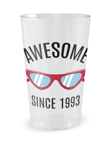 Gobelet transparent de face - anniversaire awesome since - Ecocup