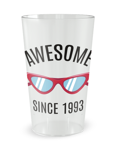 Gobelet transparent de face - anniversaire awesome since - Ecocup