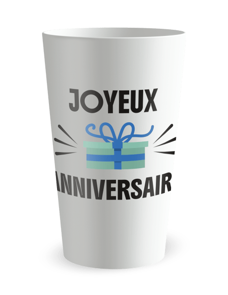 Gobelet blanc de face - anniversaire cadeau - Ecocup