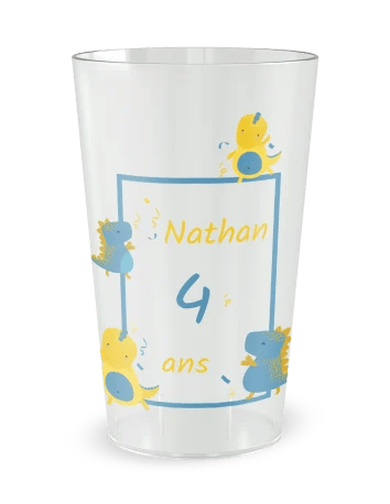 Gobelet transparent - Prénom - anniversaire enfant dinosaures - Ecocup