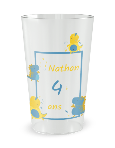 Gobelet transparent - Prénom - anniversaire enfant dinosaures - Ecocup