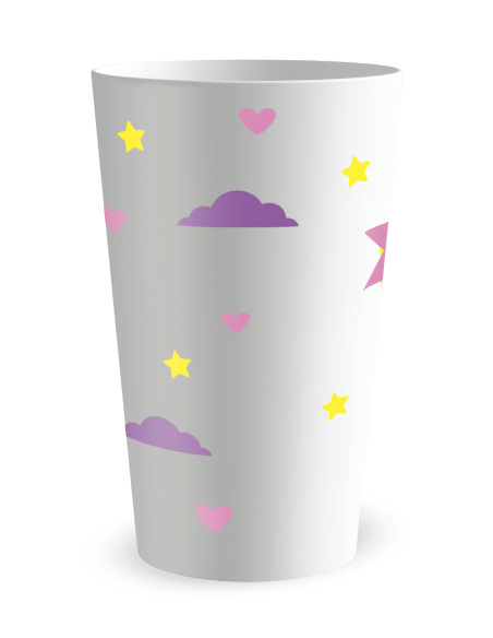 Gobelet blanc de dos - Anniversaire Enfant licorne galop - Ecocup