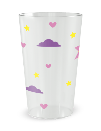Gobelet transparent de face - Anniversaire Enfant licorne galop - Ecocup 2