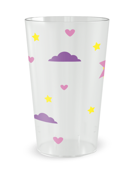 Gobelet transparent de dos - Anniversaire Enfant licorne galop - Ecocup