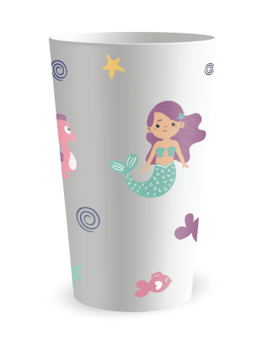 Gobelet blanc de face - Anniversaire Enfant Sirene - Ecocup