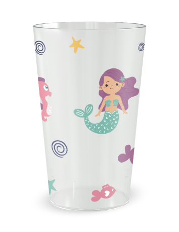 Gobelet transparent de face - Anniversaire Enfant Sirene - Ecocup