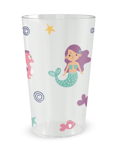 Gobelet transparent de face - Anniversaire Enfant Sirene - Ecocup