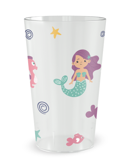 Gobelet transparent de face - Anniversaire Enfant Sirene - Ecocup