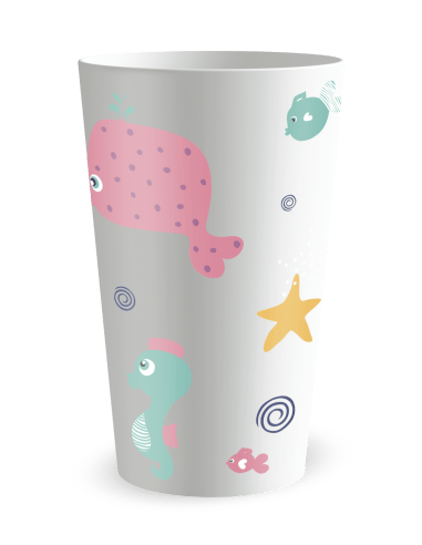 Gobelet blanc de coté - Anniversaire Enfant Sirene - Ecocup