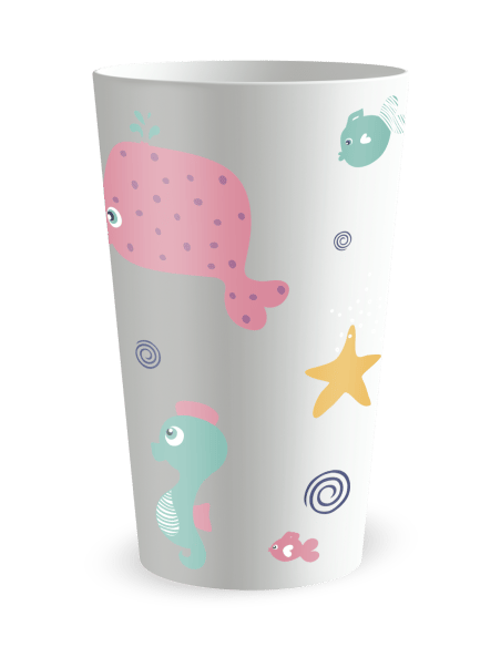 Gobelet blanc de coté - Anniversaire Enfant Sirene - Ecocup