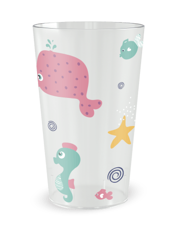 Gobelet transparent de face - Anniversaire Enfant Sirene - Ecocup 2
