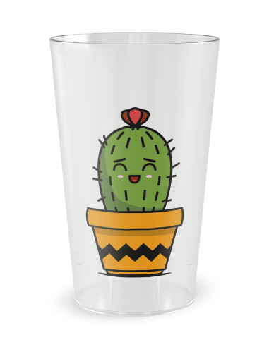 Gobelet transparent de dos - anniversaire adulte cactus - Ecocup