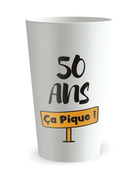 Gobelet blanc de face - anniversaire adulte cactus - Ecocup