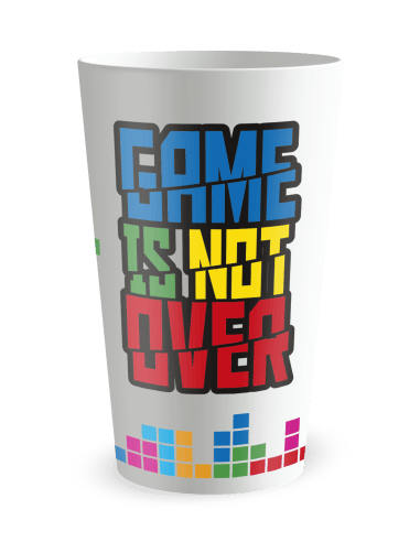 Gobelet blanc de face - anniversaire adulte tetris - Ecocup