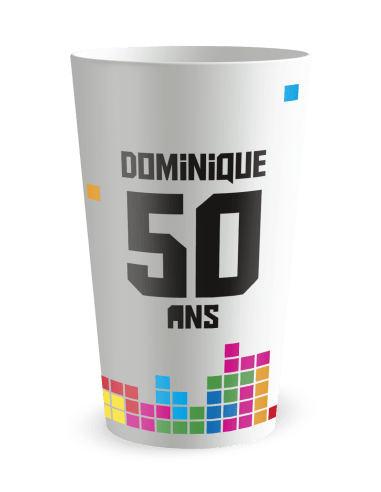 Gobelet blanc - Prénom - anniversaire adulte tetris - Ecocup