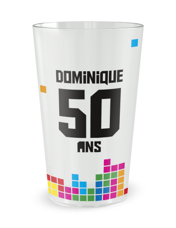 Gobelet transparent - Prénom - anniversaire adulte tetris - Ecocup
