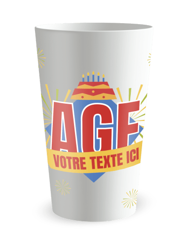 Gobelet blanc de face - Anniversaire artifices - Ecocup