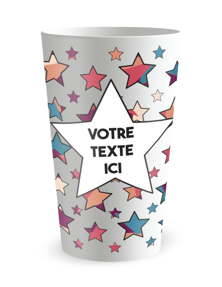 Gobelet blanc de face - Anniversaire Etoiles Colorées - Ecocup