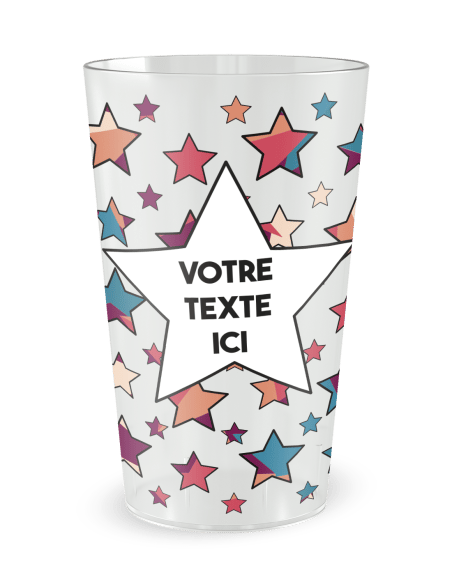 Gobelet transparent de face - Anniversaire Etoiles Colorées - Ecocup