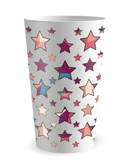 Gobelet blanc de dos - Anniversaire Etoiles Colorées - Ecocup