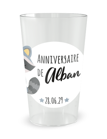 Gobelet transparent de face - Anniversaire Raton Bleu Enfant - Ecocup