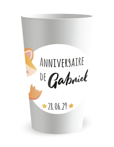 Gobelet blanc de face - Anniversaire Renards Mixte Enfant - Ecocup