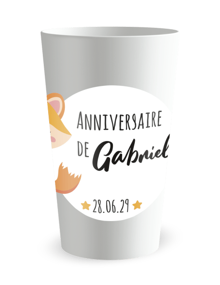 Gobelet blanc de face - Anniversaire Renards Mixte Enfant - Ecocup