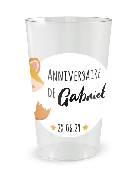 Gobelet transparent de face - Anniversaire Renards Mixte Enfant - Ecocup