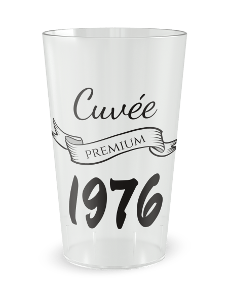 Gobelet transparent de face - anniversaire adulte cuvée premium - Ecocup