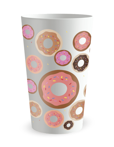 Gobelet blanc de dos - Anniversaire Donuts - Ecocup