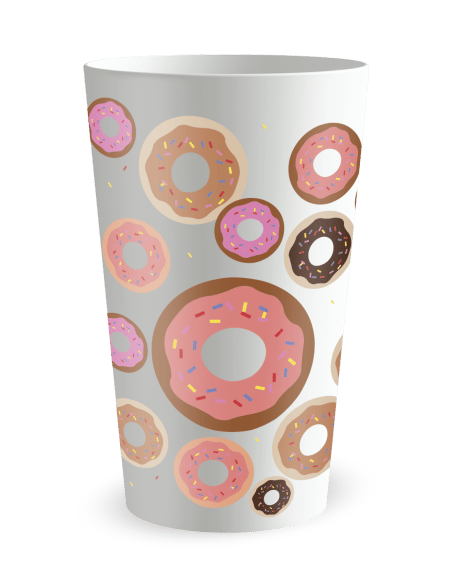 Gobelet blanc de dos - Anniversaire Donuts - Ecocup