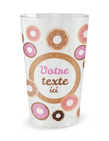 Gobelet blanc de face - Anniversaire Donuts - Ecocup