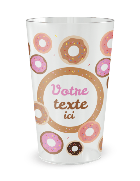 Gobelet blanc de face - Anniversaire Donuts - Ecocup