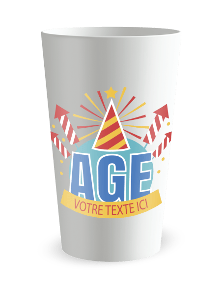 Gobelet blanc de face - Fête d'anniversaire - Ecocup